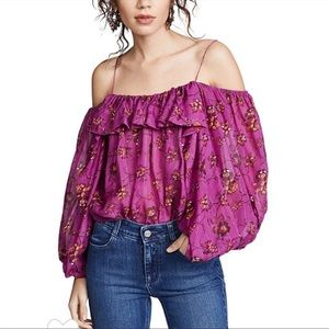 Ulla Johnson Silk Coline Blouse In Magenta Floral Size 0